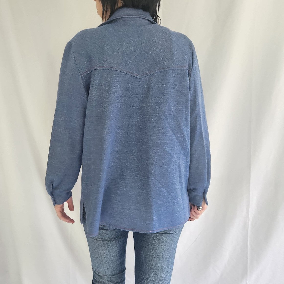 70s Blue Western Style Button Down