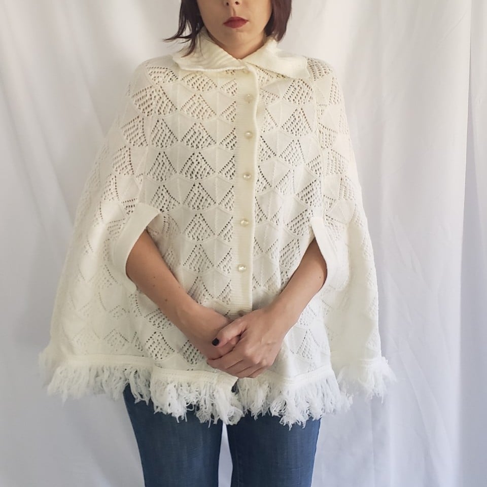 70s White Acrylic Cape