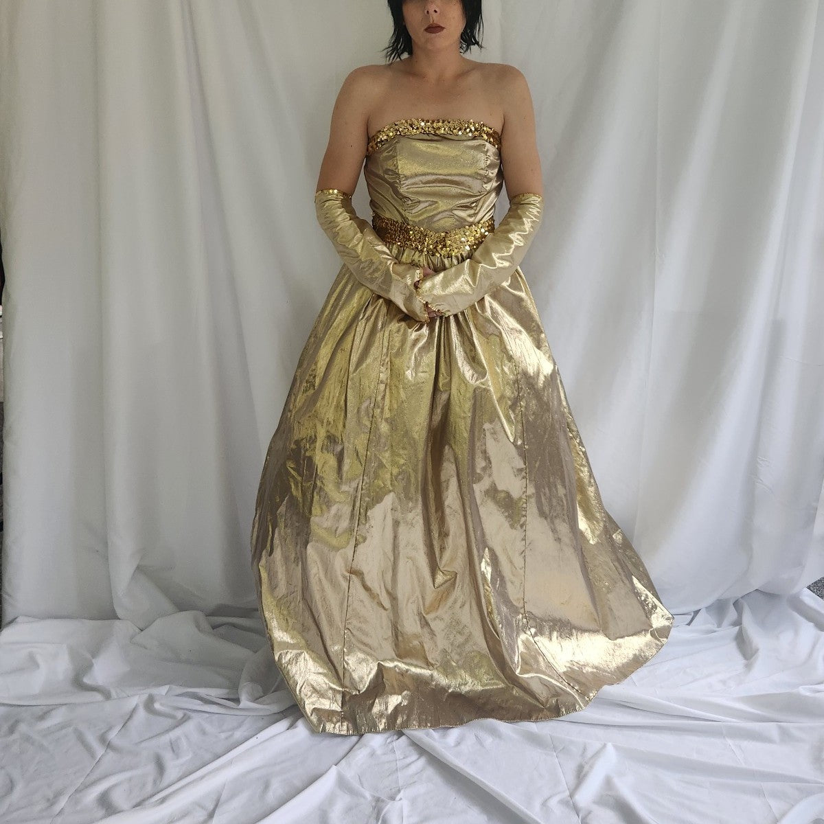 70s/80s Gold Strapless Gown