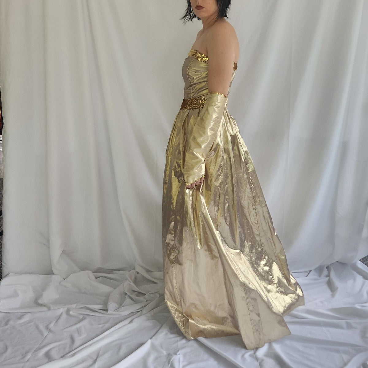 70s/80s Gold Strapless Gown
