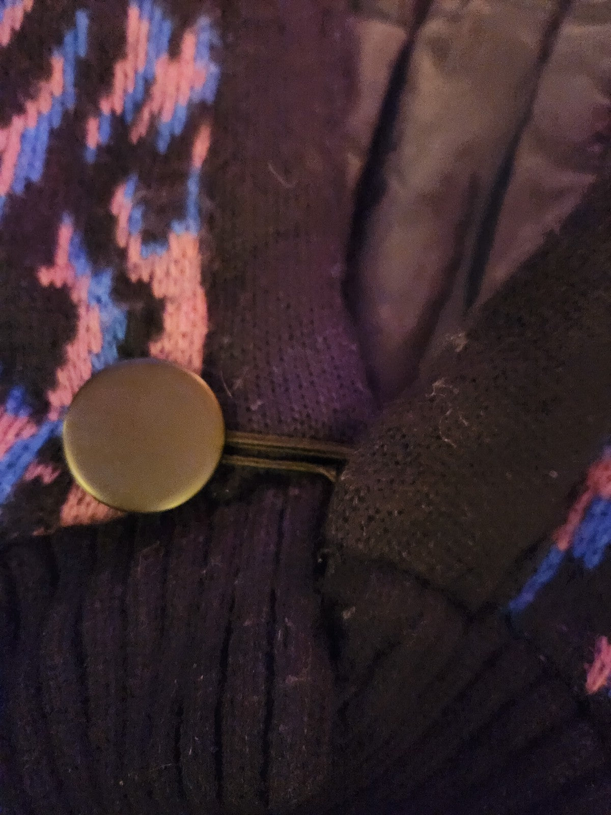 80s Black, Purple, and Blue Knit Coat