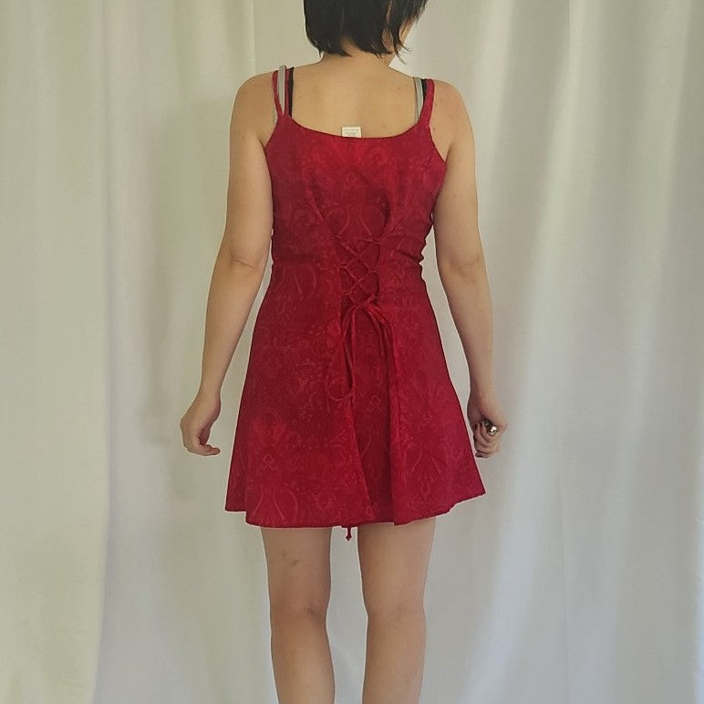 90s Pink Mini Dress with Corset Back