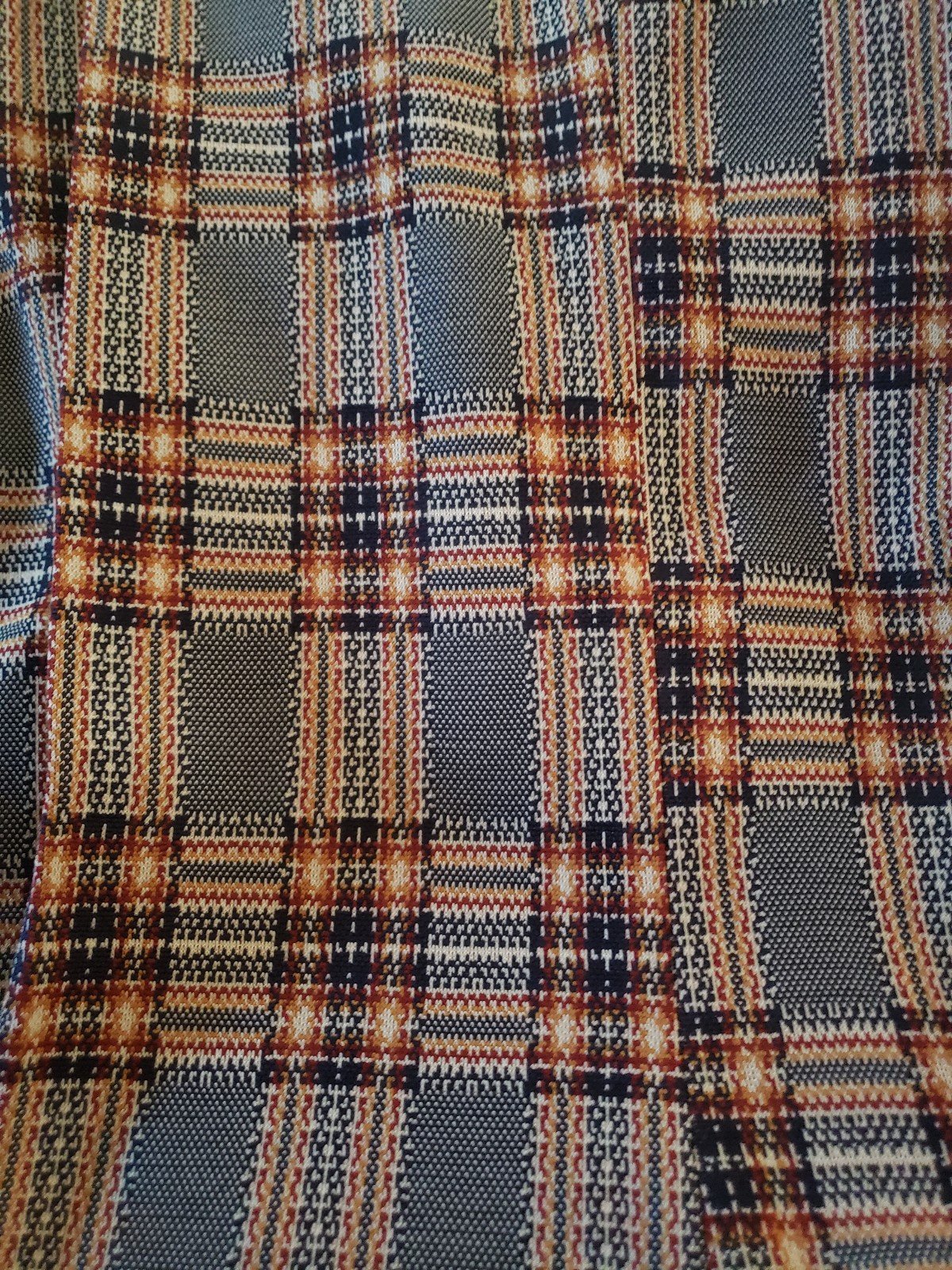 70s Blue Plaid Double Knit Pants