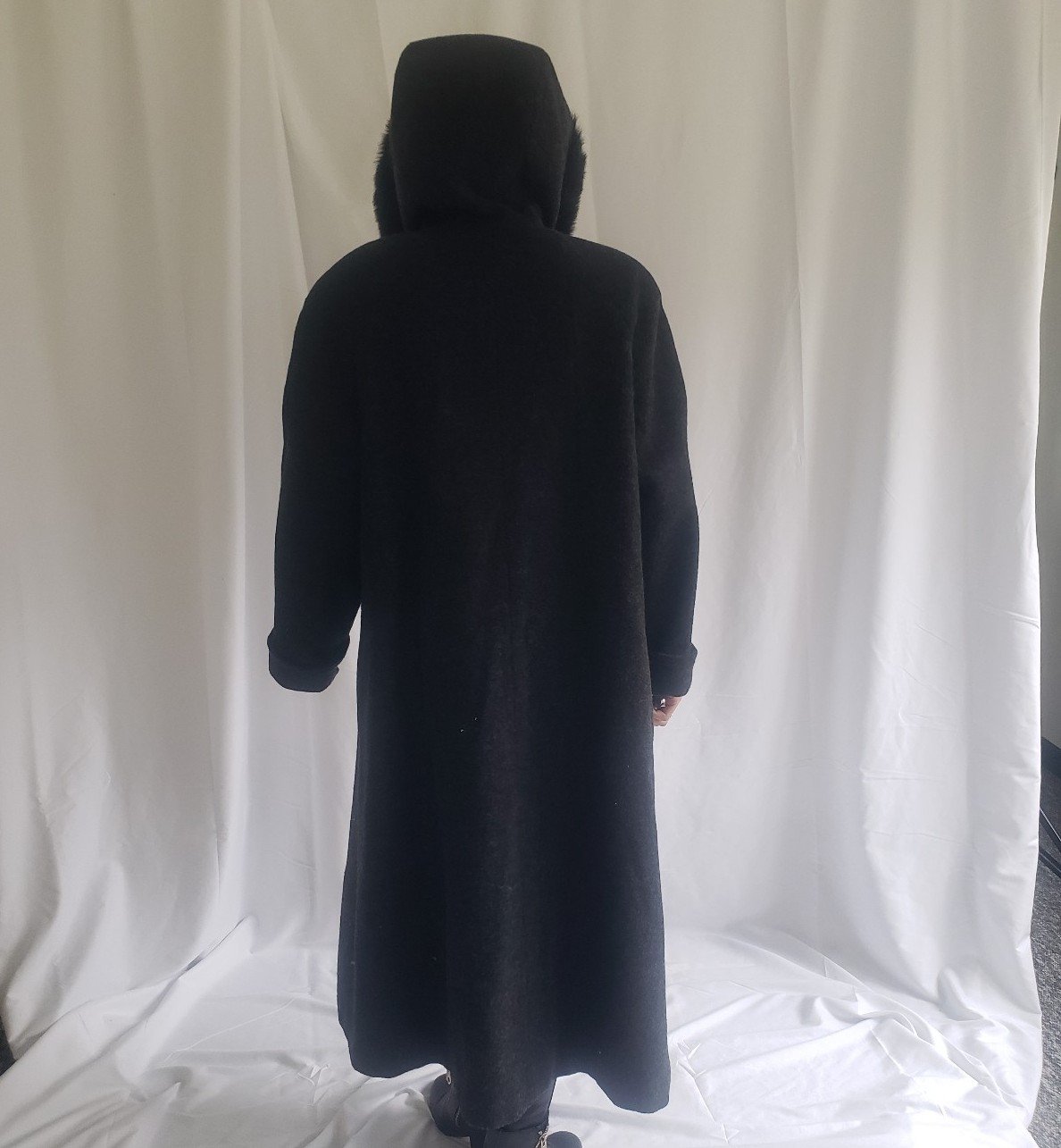 90s/00s Gray Hooded Wool Overcoat