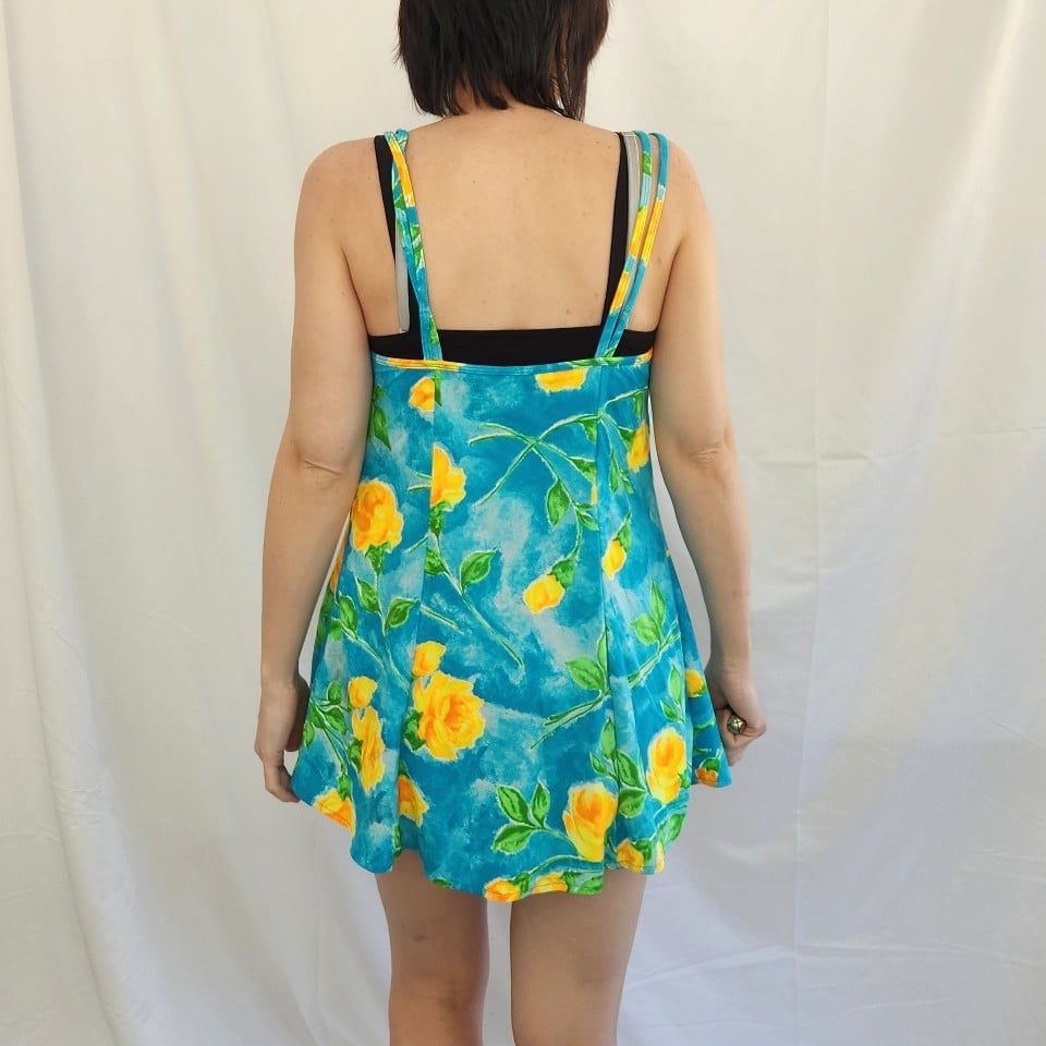 90s Deadstock Blue Skirted Swimsuit