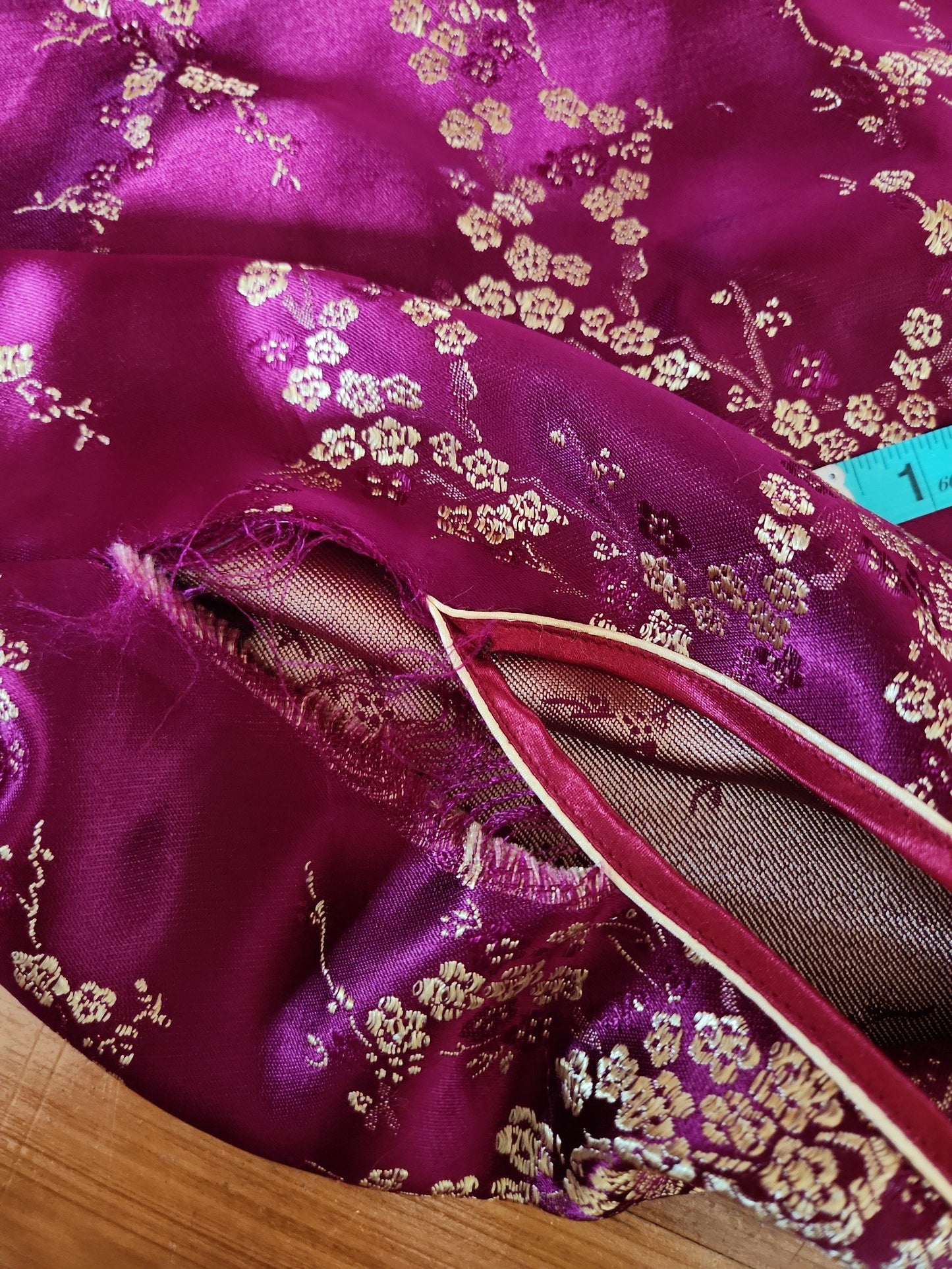 Vintage Reproduction Pink and Gold Satin Cheongsam