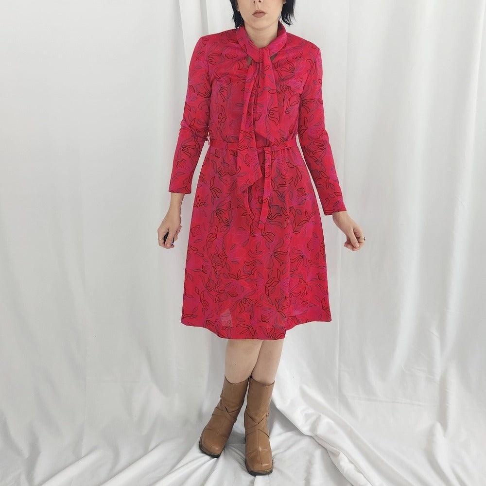 70s Fuchsia Floral Dress