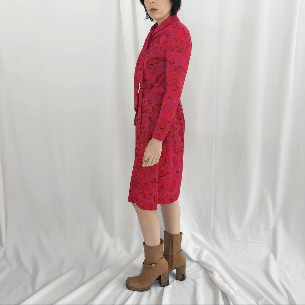 70s Fuchsia Floral Dress