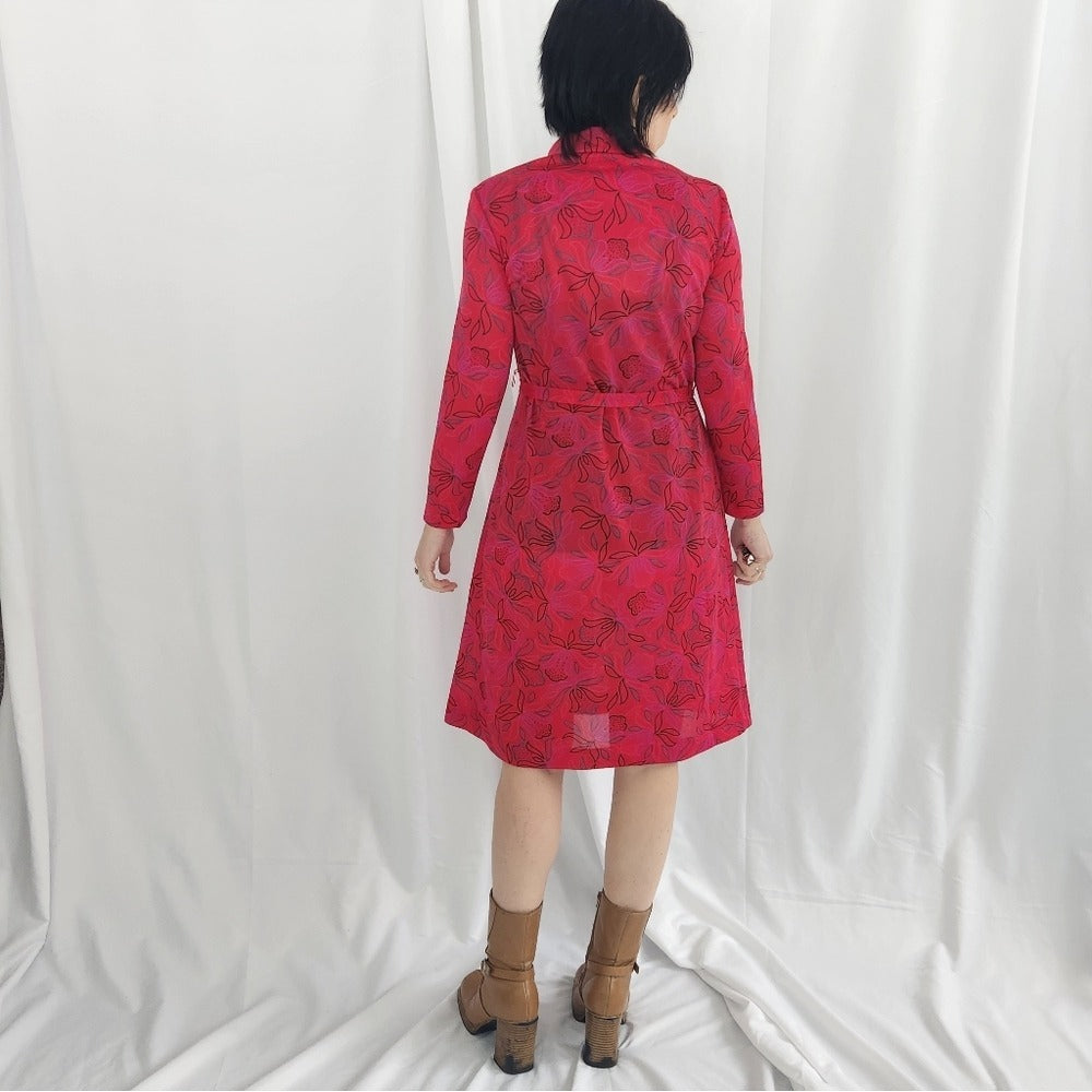 70s Fuchsia Floral Dress