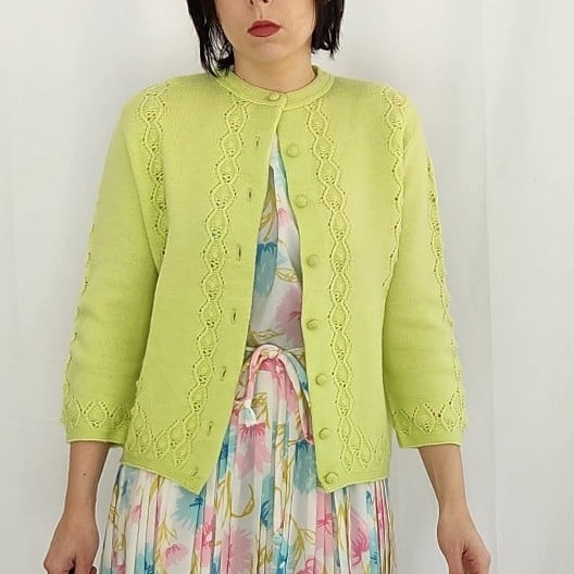 60s Lime Green Cardigan
