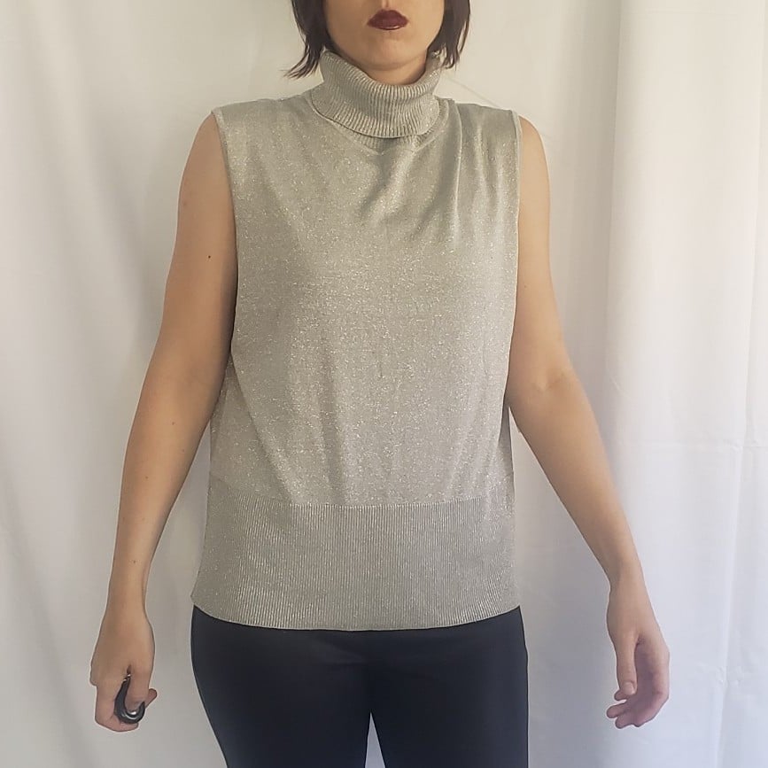 NwT Silver Silk Sleeveless Blouse