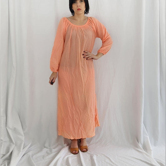 70s Day Glo Pink Maxi Dress