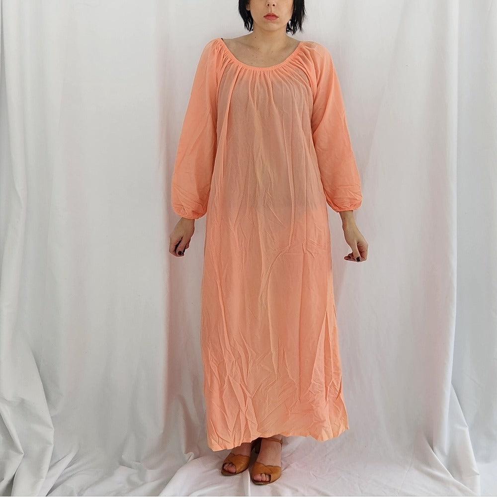70s Day Glo Pink Maxi Dress