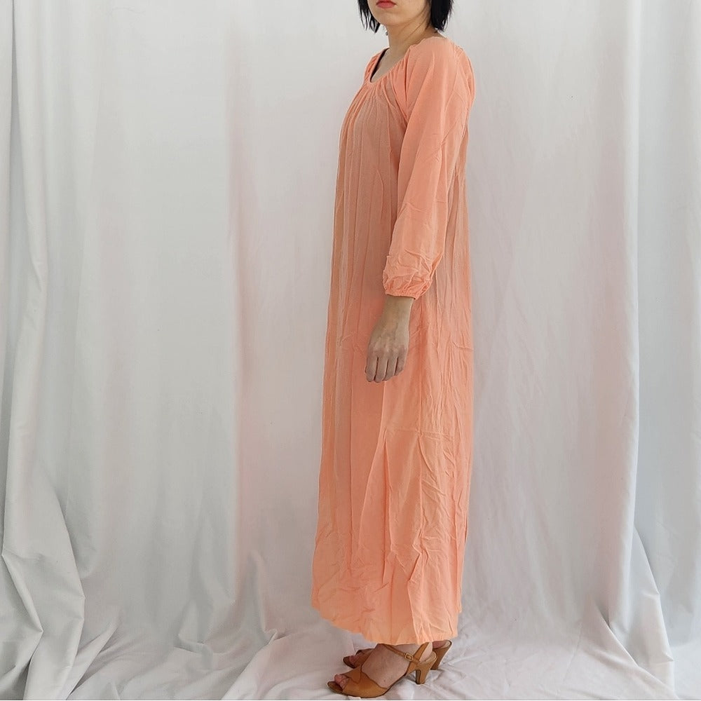 70s Day Glo Pink Maxi Dress