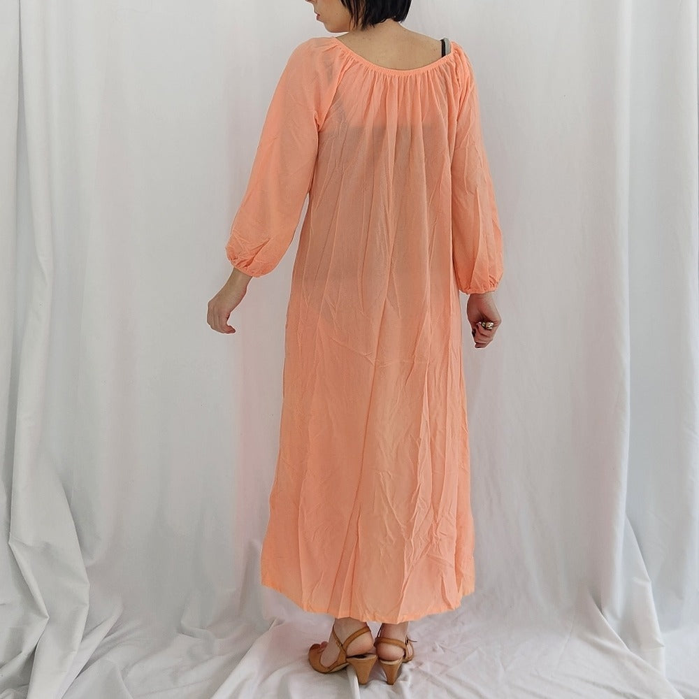 70s Day Glo Pink Maxi Dress