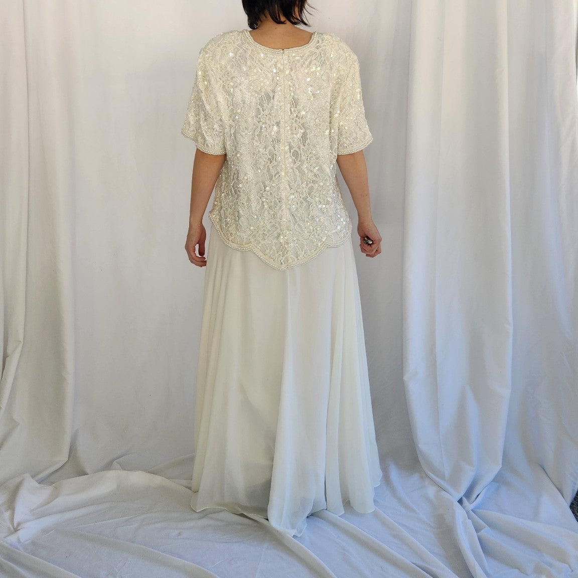 90s Ivory Beaded Scala Dress