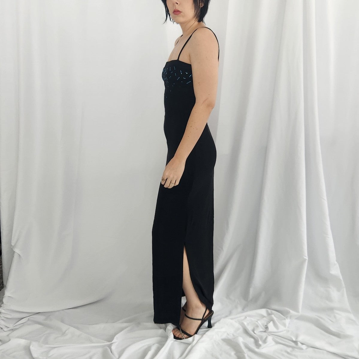 Y2K Black Slinky Prom Dress