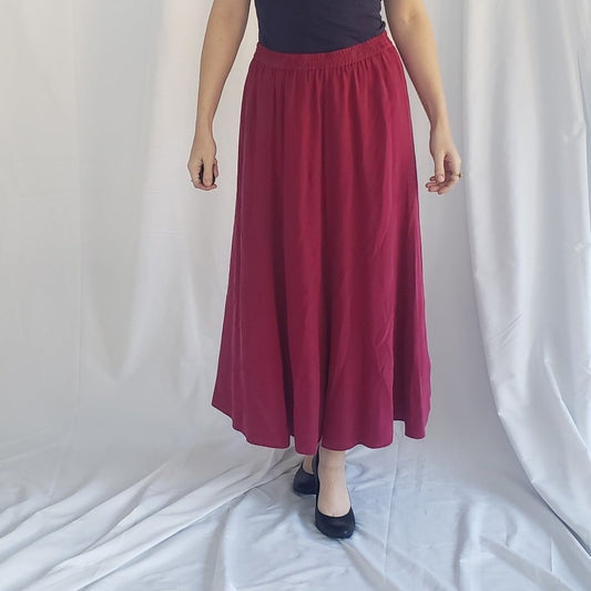 90s Pink Silk Maxi Skirt