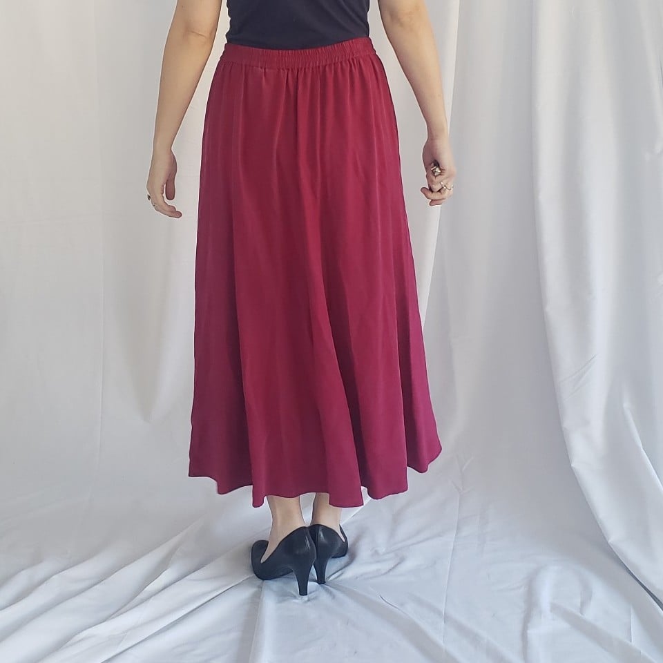90s Pink Silk Maxi Skirt