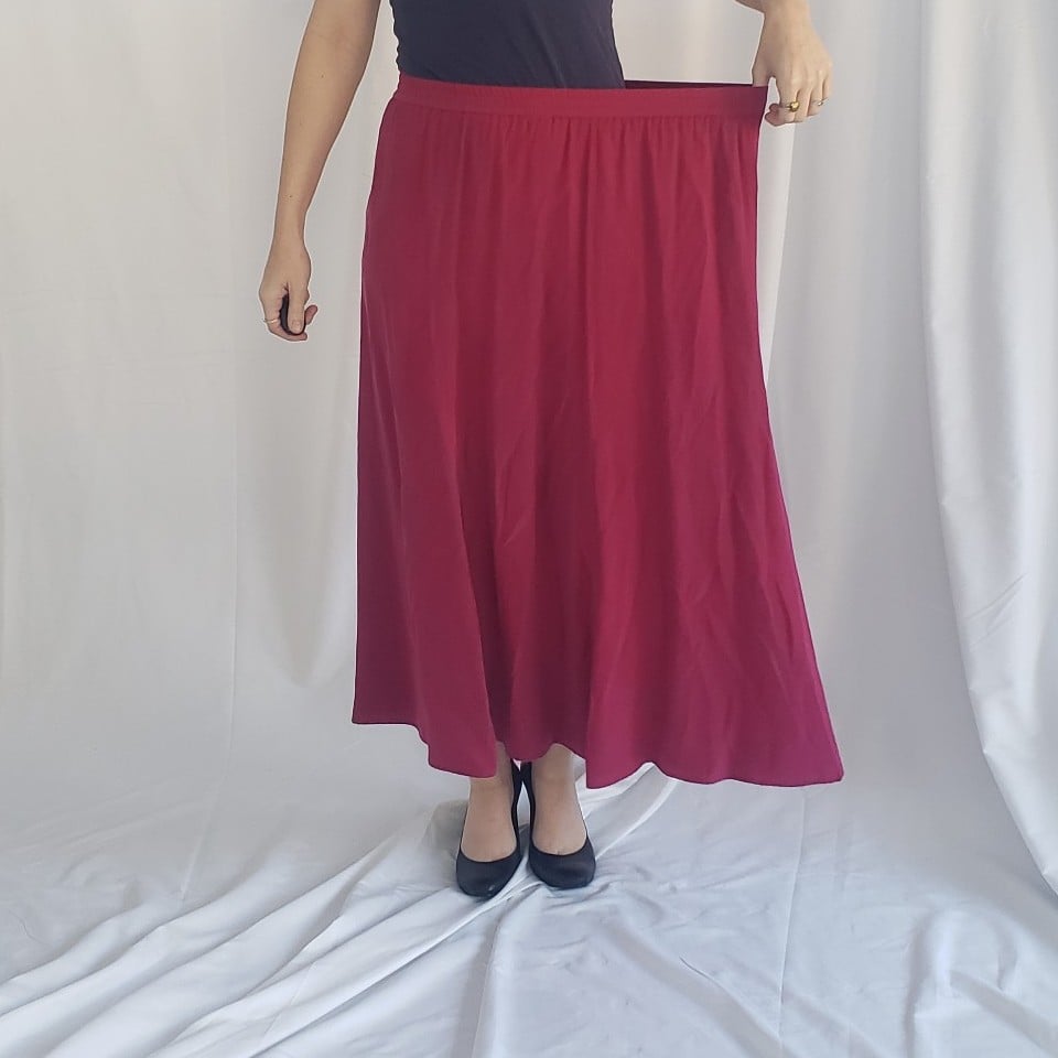 90s Pink Silk Maxi Skirt