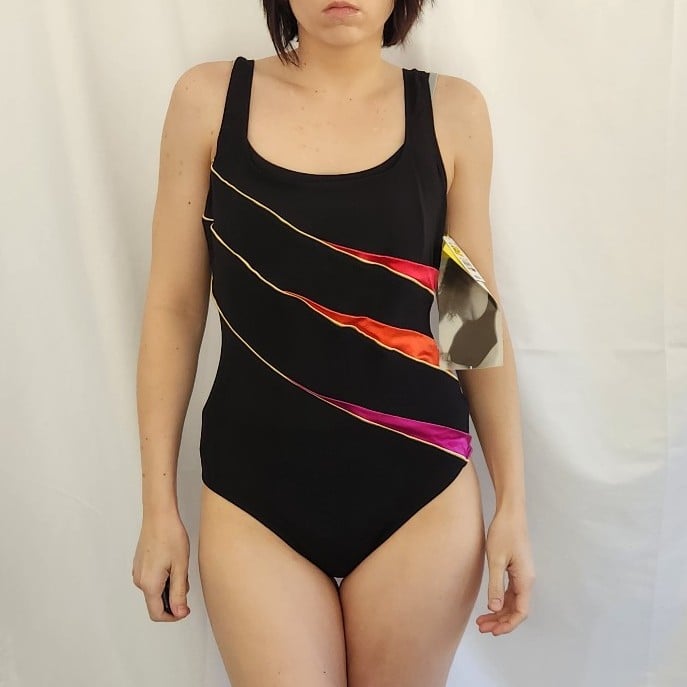 90s Deadstock Black One Piece Swimsuit