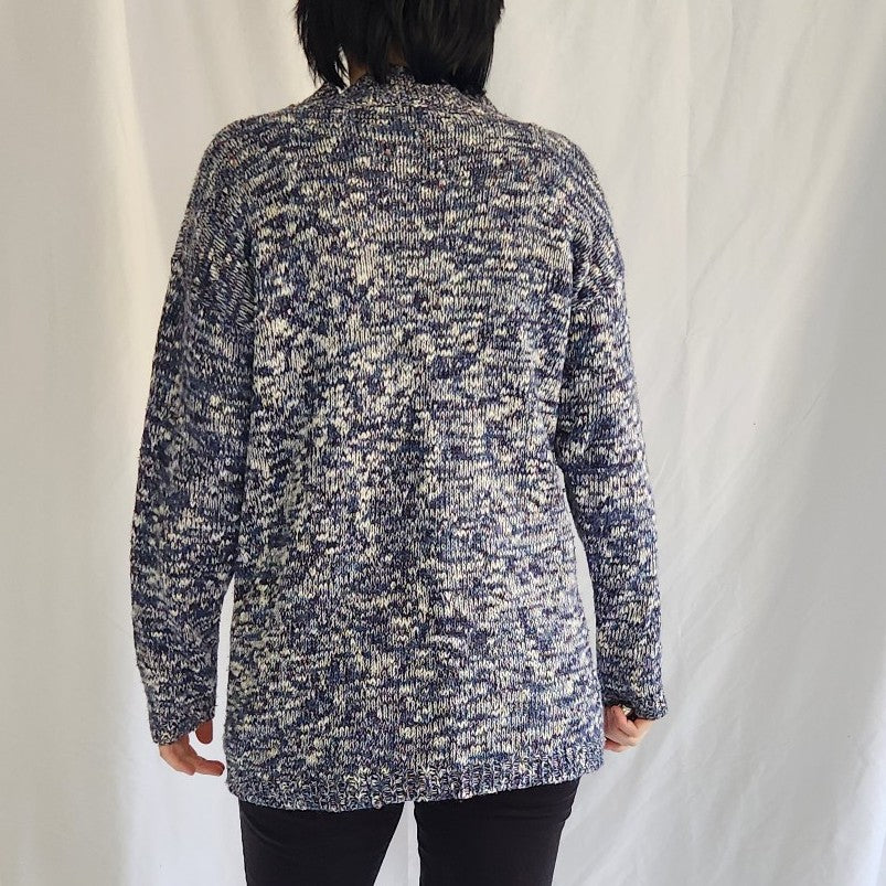 90s Blue and White Oversize Sweater