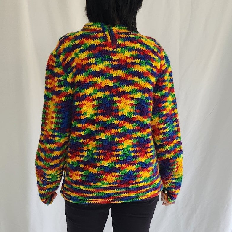 Vintage Hand Made Rainbow Knit Sweater