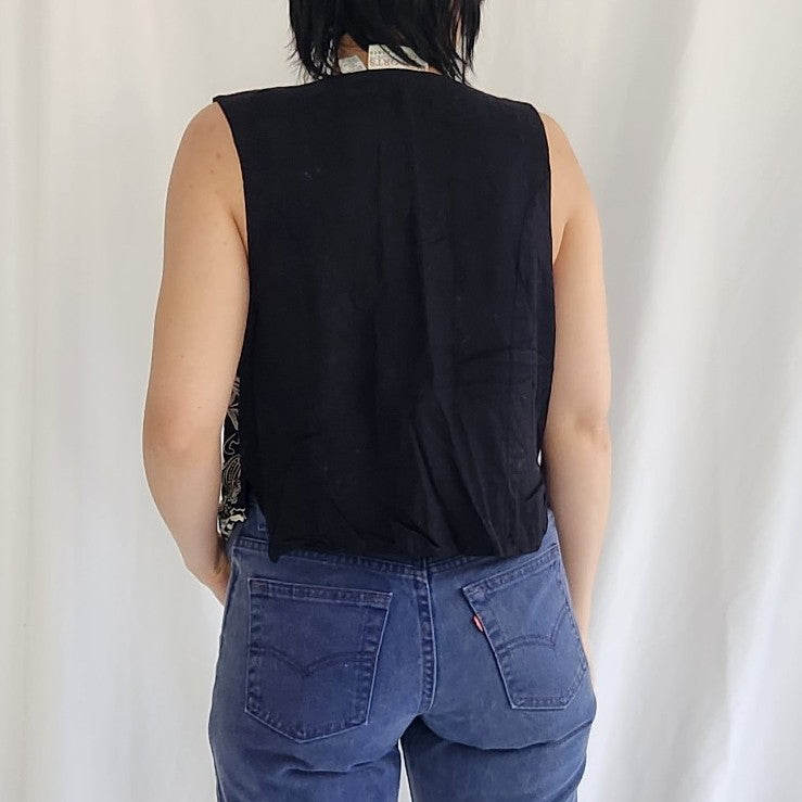 90s Black and White Rayon Vest