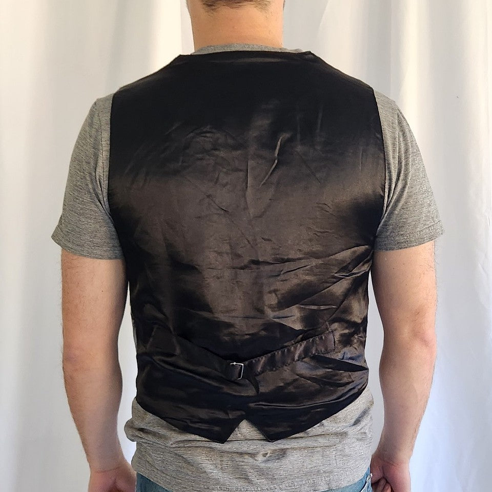 90s Black Leather Patchwork Vest