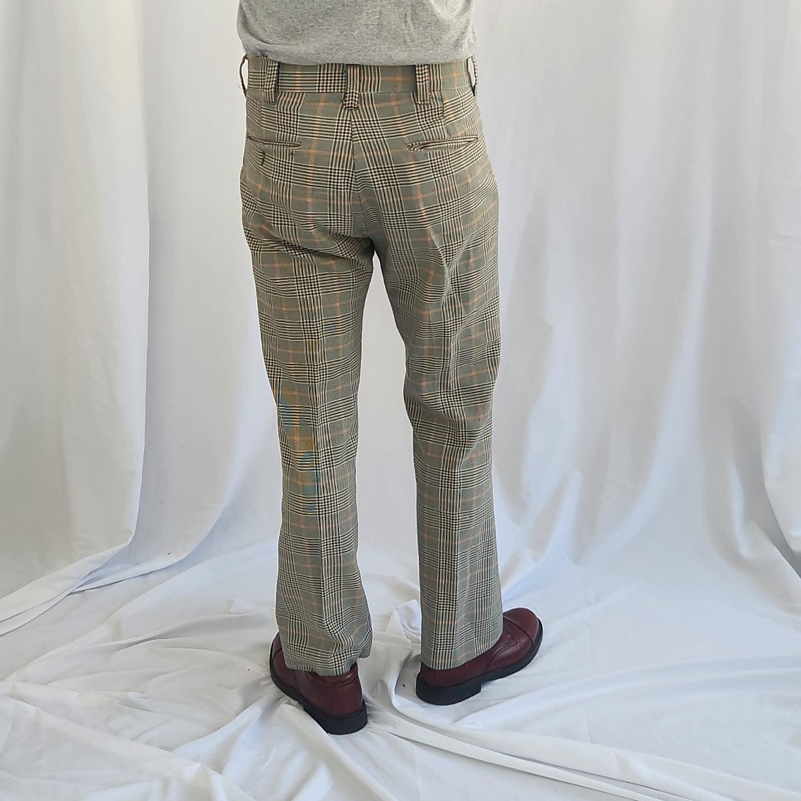 70s Green and Orange Plaid Trousers
