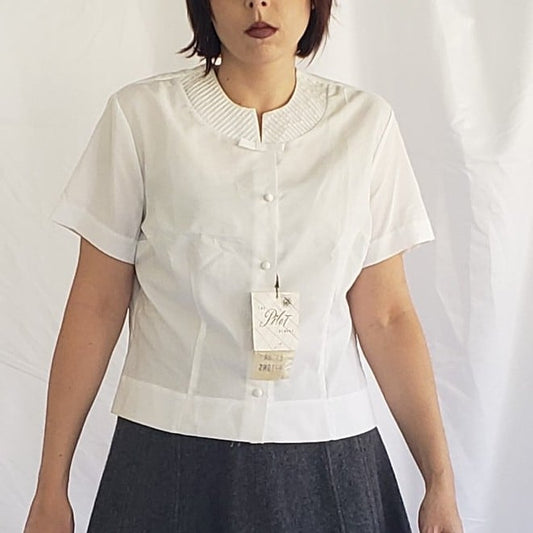 60s Deadstock White Button Down Blouse