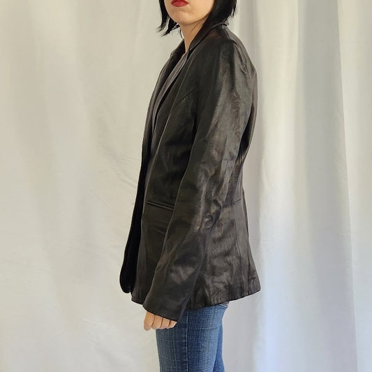 00s Black Leather Zip Up Jacket