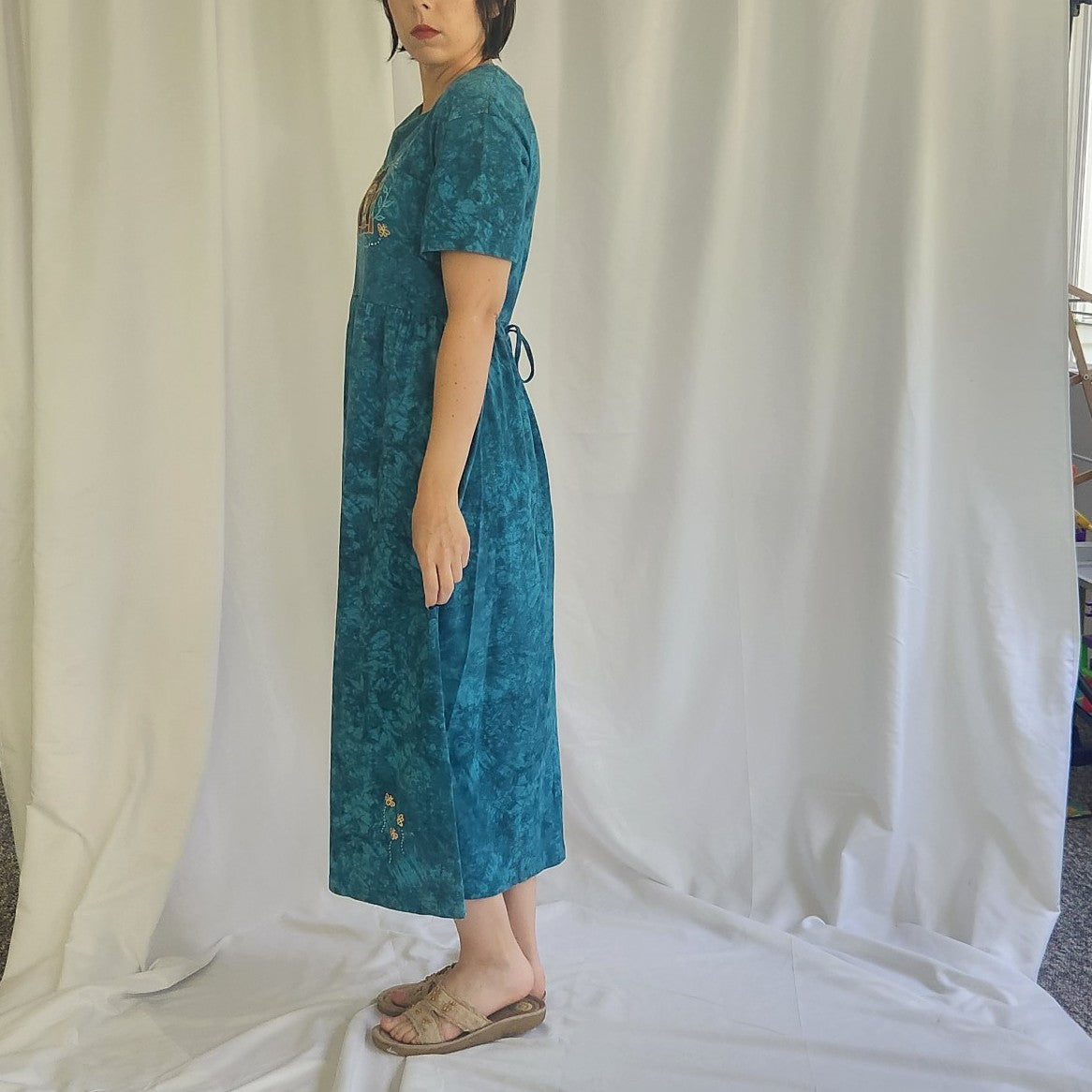 90s Teal Tie Dye Grandmacore Dress