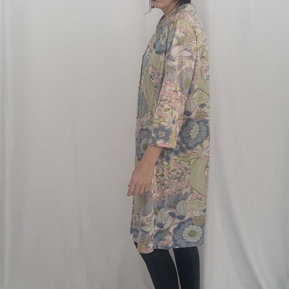 60s/70s Blue, Pink, and Green Flower Power Robe