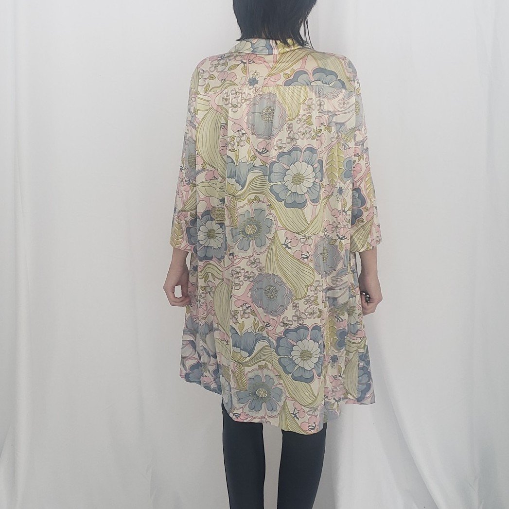 60s/70s Blue, Pink, and Green Flower Power Robe