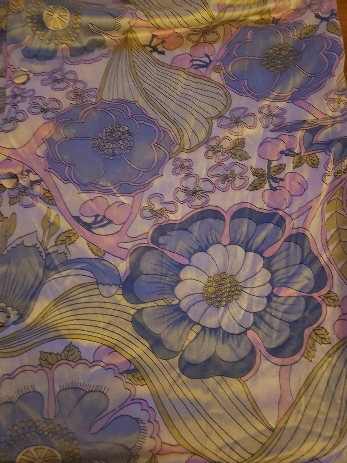 60s/70s Blue, Pink, and Green Flower Power Robe