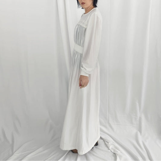 70s/80s Silver/White Maxi Dress
