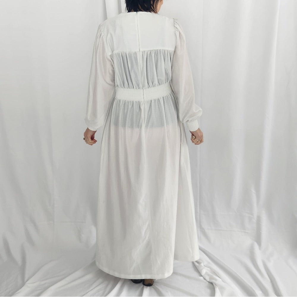 70s/80s Silver/White Maxi Dress