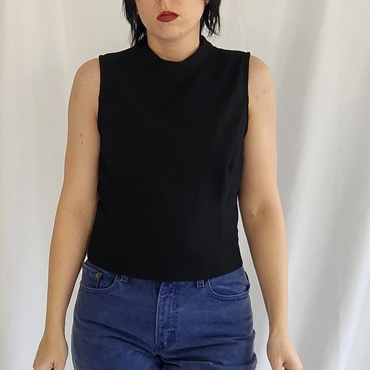 90s Black Structured Sleeveless Top