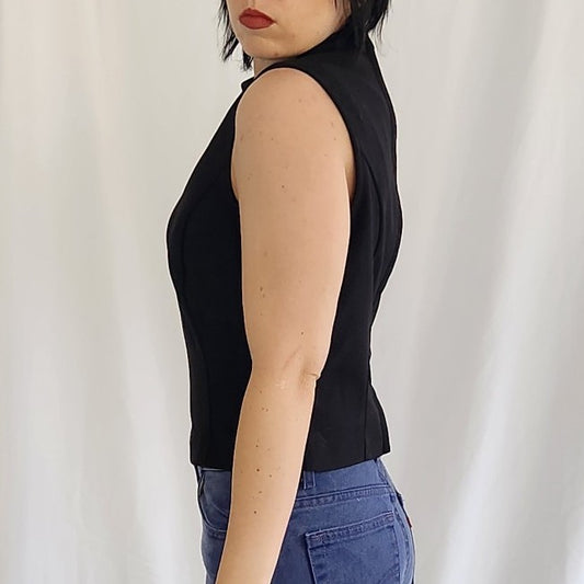 90s Black Structured Sleeveless Top