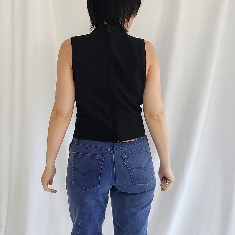 90s Black Structured Sleeveless Top