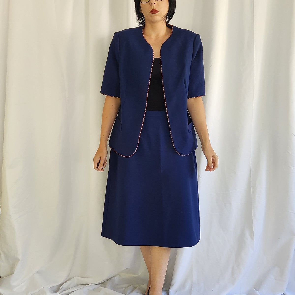 80s Blue Skirt Suit