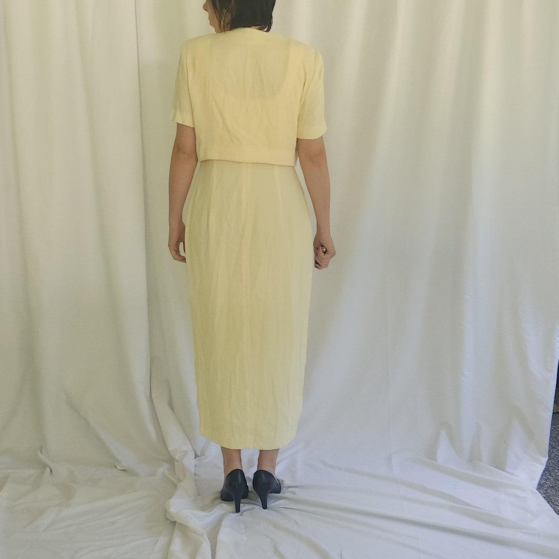 90s Cream Sleeveless Gown with Jacket