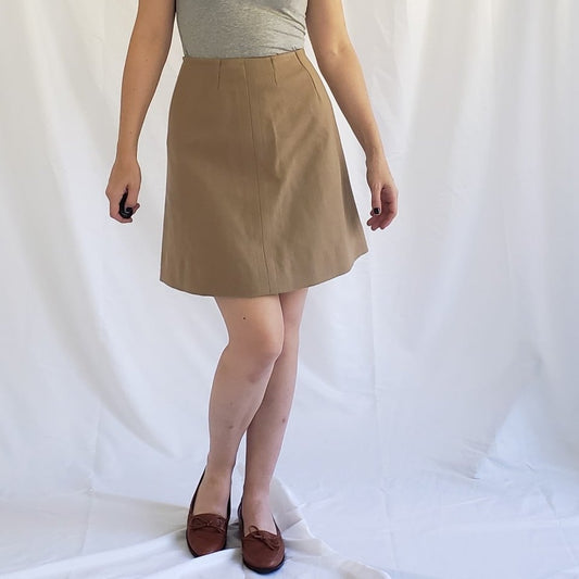 60s Tan Worsted Wool(?) Mini Skirt