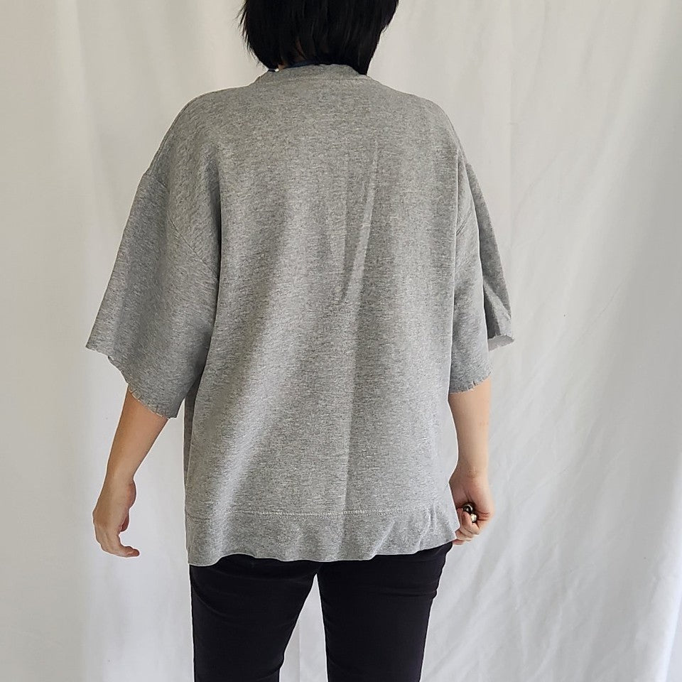 00s Reworked Gray and Blue Sweatshirt