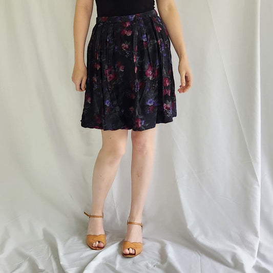 90s Whimsigoth Dark Floral Miniskirt