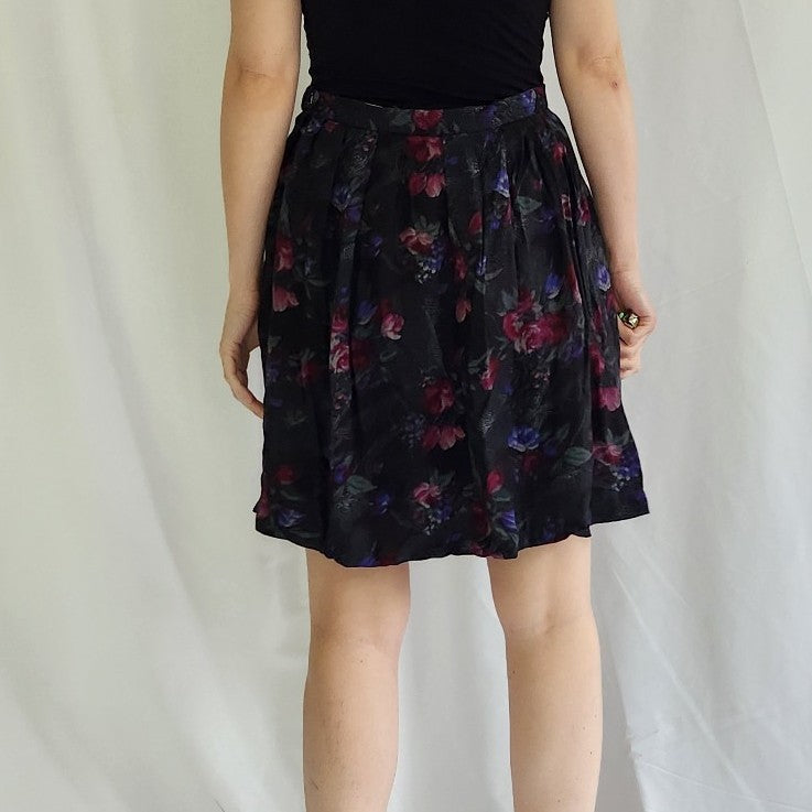 90s Whimsigoth Dark Floral Miniskirt