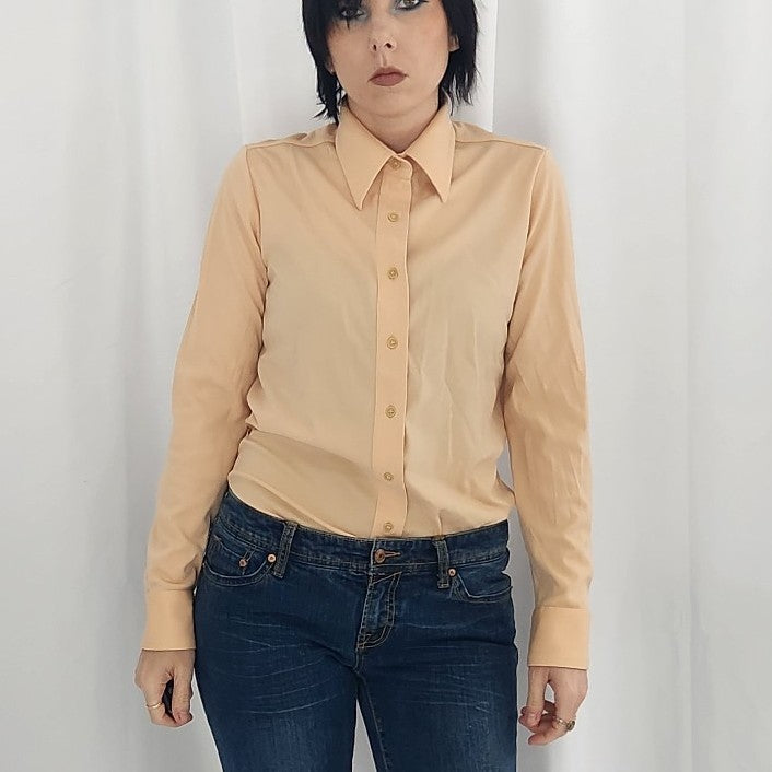 70s Sears Tan Dagger Collar Shirt