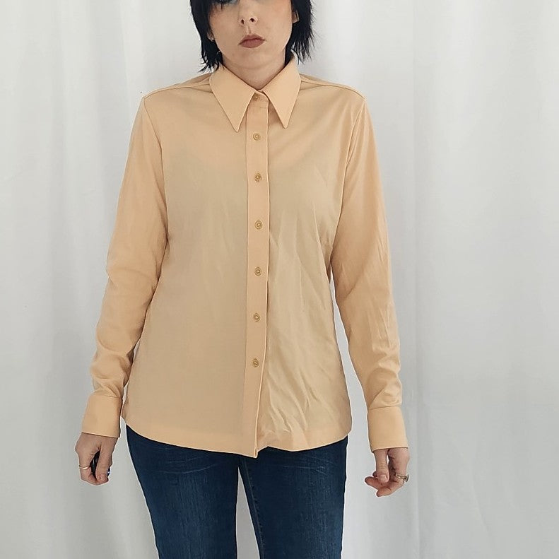 70s Sears Tan Dagger Collar Shirt