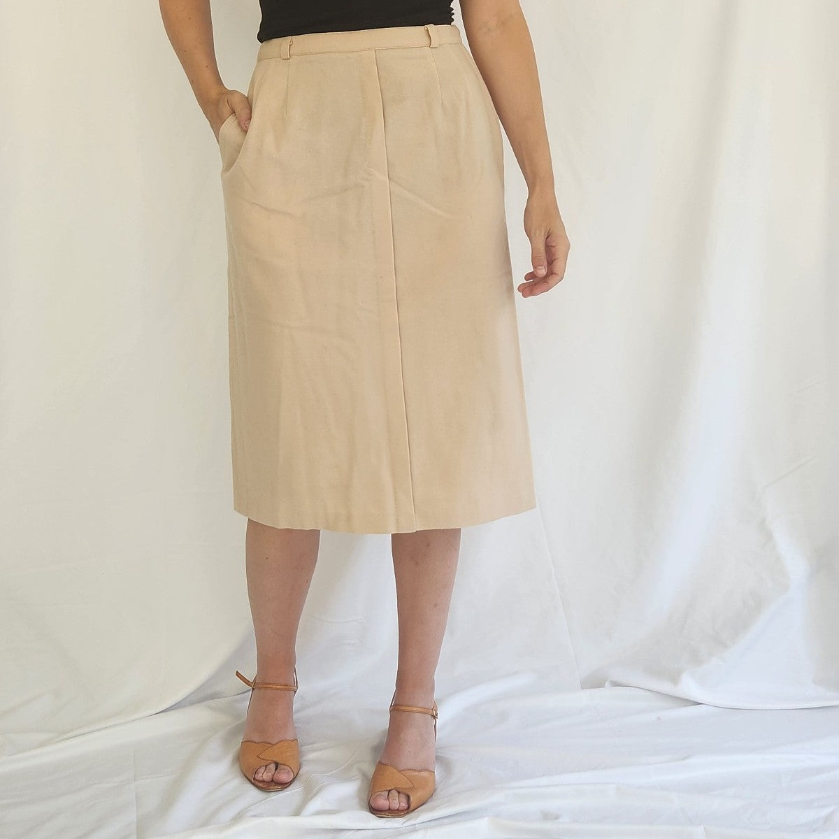 60s Khaki Midi Skirt